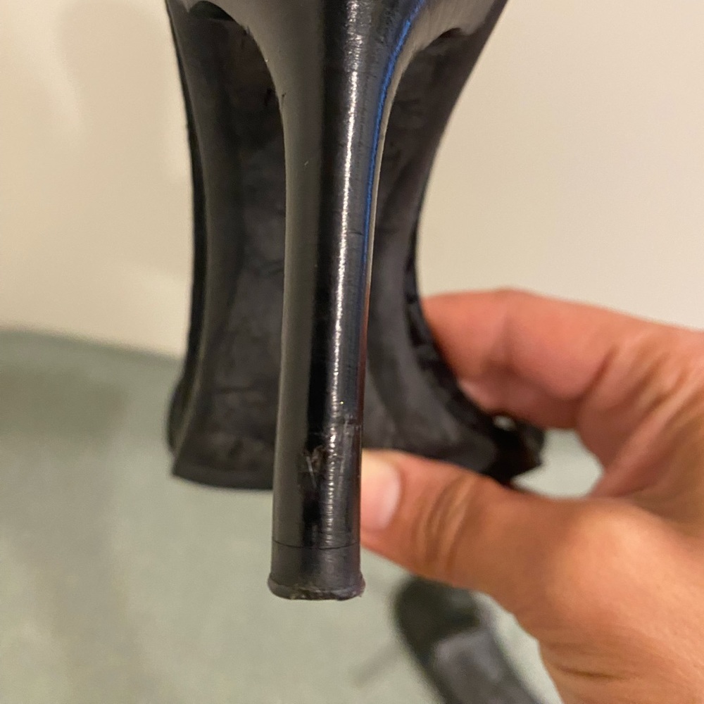 Dior Black Logo Slide Heeled Sandals with Silver Plaque - Picture 8 of 10